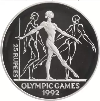Монета 25 рупий Сейшел 1993 года Серебро Олимпийские игры 1992