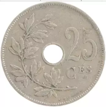 Монета 25 сантим Бельгии 1923 года Медно-никель Альберт I