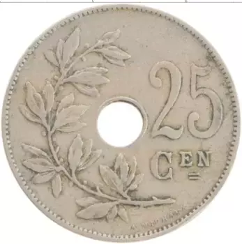 Монета 25 сантим Бельгии 1928 года Медно-никель Альберт I