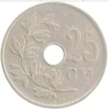 Монета 25 сантим Бельгии 1929 года Медно-никель Альберт