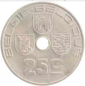 Монета 25 сантим Бельгии 1938 года Медно-никель