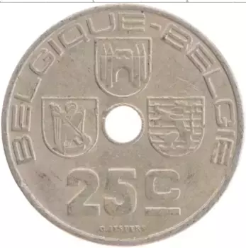 Монета 25 сантим Бельгии 1939 года Медно-никель Леопольд III