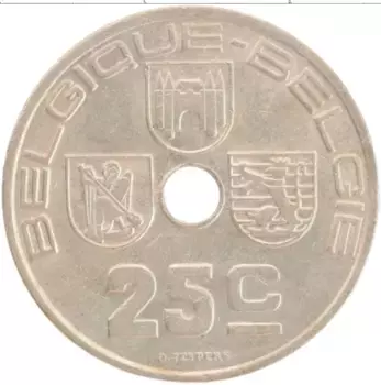 Монета 25 сантим Бельгии 1939 года Медно-никель