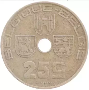 Монета 25 сантим Бельгии 1939 года Медно-никель Леопольд III