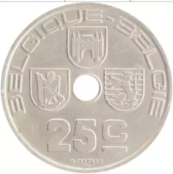 Монета 25 сантим Бельгии 1939 года Медно-никель Леопольд III