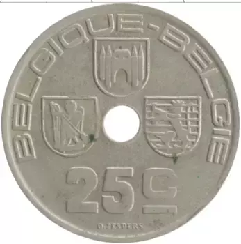 Монета 25 сантим Бельгии 1939 года Медно-никель Леопольд III