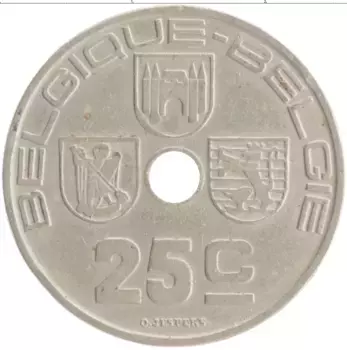Монета 25 сантим Бельгии 1939 года Медно-никель Леопольд III