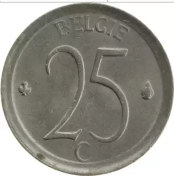 Монета 25 сантим Бельгии 1970 года Медно-никель Бодуэн