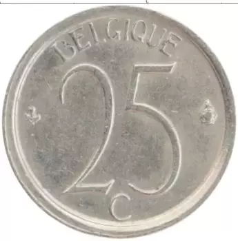 Монета 25 сантим Бельгии 1971 года Медно-никель Бодуин I