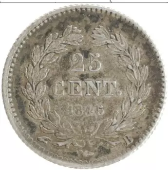 Монета 25 сантим Франции 1845 года Серебро Луи Филипп I