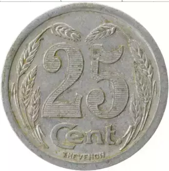 Монета 25 сантим Франции 1921 года Алюминий Токен