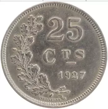 Монета 25 сантим Люксембурга 1927 года Медно-никель