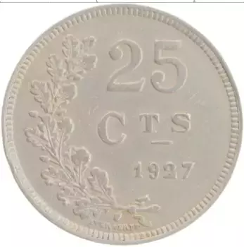 Монета 25 сантим Люксембурга 1927 года Медно-никель Шарлотта