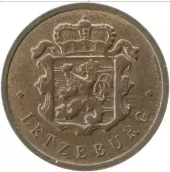 Монета 25 сантим Люксембурга 1947 года Бронза