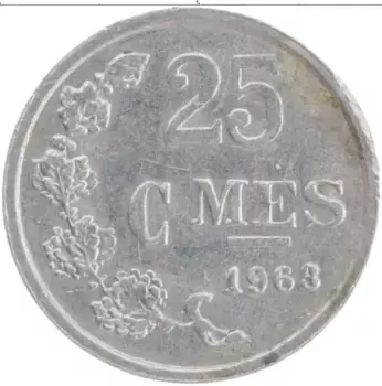 Монета 25 сантим Люксембурга 1963 года Алюминий