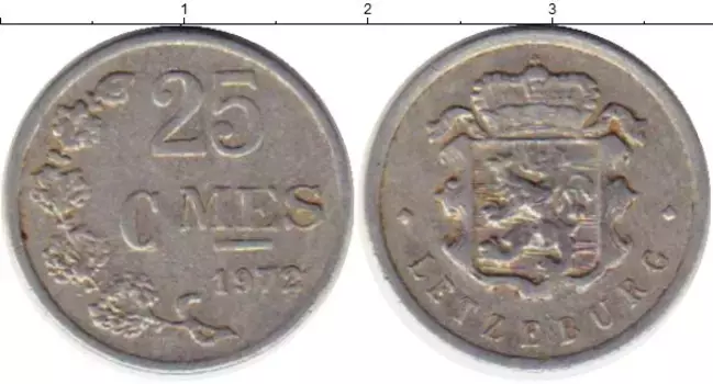 Монета 25 сантим Люксембурга 1972 года Алюминий