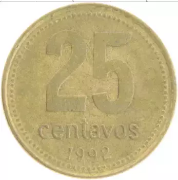 Монета 25 сентаво Аргентины 1992 года Бронза