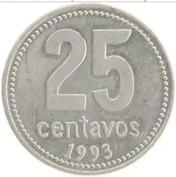 Монета 25 сентаво Аргентины 1993 года Медно-никель