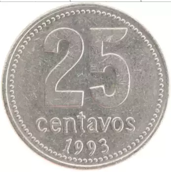 Монета 25 сентаво Аргентины 1993 года Медно-никель Ратуша Буэнос-Айреса