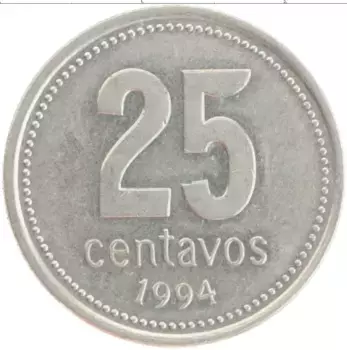 Монета 25 сентаво Аргентины 1994 года Медно-никель