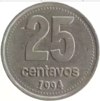 Монета 25 сентаво Аргентины 1994 года Медно-никель Ратуша Буэнос-Айреса