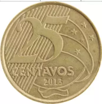 Монета 25 сентаво Бразилии 2013 года Латунь Мануэль Деодору