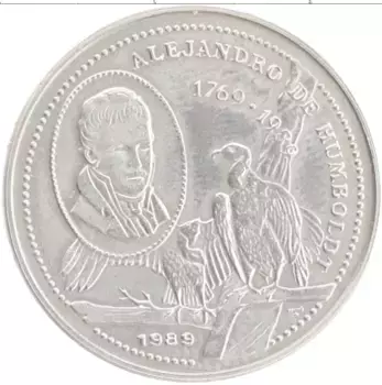 Монета 25 сентаво Кубы 1989 года Медно-никель 220 лет со дня рождения Александра фон Гумбольдта