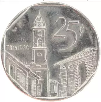 Монета 25 сентаво Кубы 2001 года Медно-никель