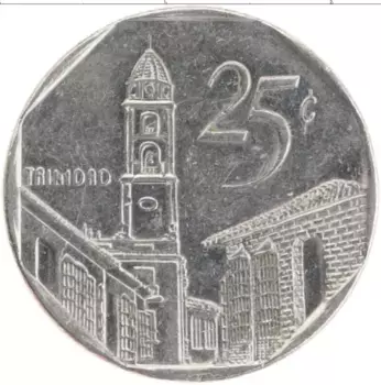Монета 25 сентаво Кубы 2002 года Медно-никель Тринидад