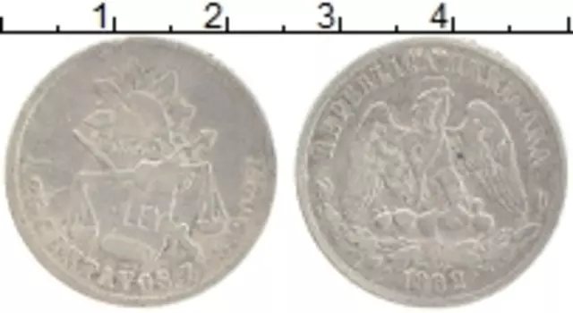 Монета 25 сентаво Мексики 1882 года Серебро