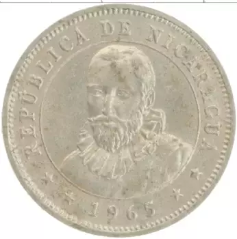 Монета 25 сентаво Никарагуа 1965 года Медно-никель