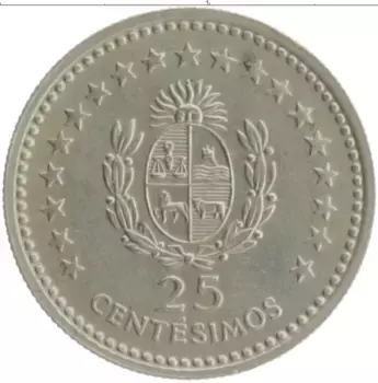 Монета 25 сентесимо Уругвая 1960 года Медно-никель Хосе Артигас