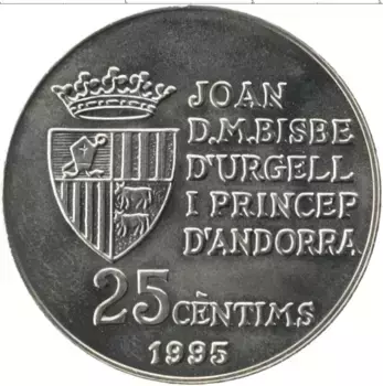 Монета 25 сентим Андорры 1995 года Медно-никель 50 лет ФАО