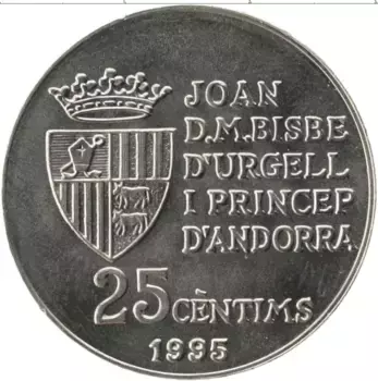 Монета 25 сентим Андорры 1995 года Медно-никель 50 лет ФАО