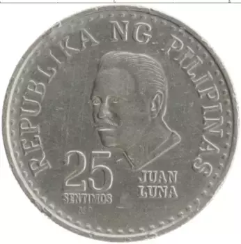 Монета 25 сентим Филиппин 1981 года Медно-никель Хуан Луна