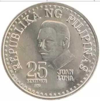 Монета 25 сентим Филиппин 1982 года Медно-никель Хуан Луна