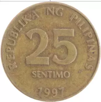 Монета 25 сентим Филиппин 1993 года Латунь