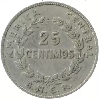 Монета 25 сентим Коста-Рики 1937 года Медно-никель