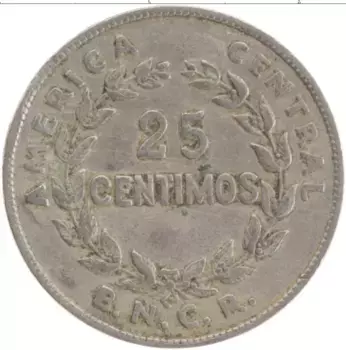 Монета 25 сентим Коста-Рики 1948 года Медно-никель