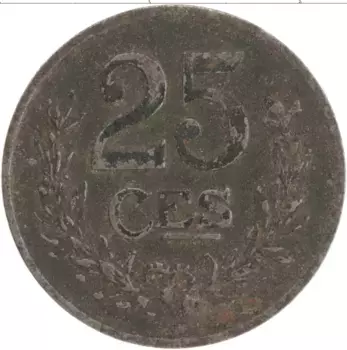 Монета 25 сентим Люксембурга 1920 года Железо Шарлотта