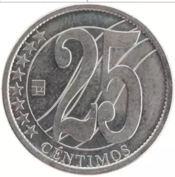 Монета 25 сентим Венесуэлы 2007 года Медно-никель