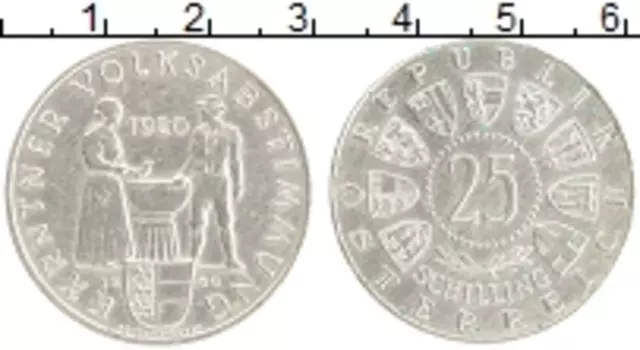Монета 25 шиллингов Австрии 1960 года Серебро 40 лет Референдуму в Каринтии