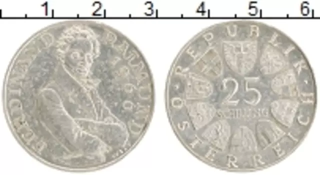 Монета 25 шиллингов Австрии 1966 года Серебро Фердинанд Раймунд