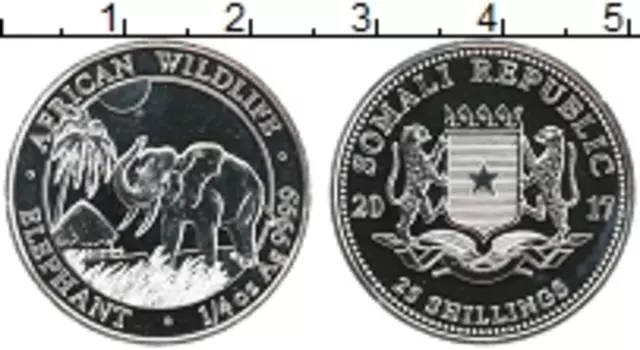 Монета 25 шиллингов Сомали 2017 года Серебро Слон