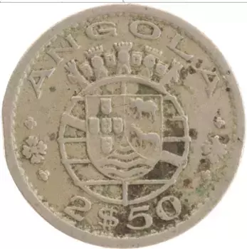 Монета 2 1/2 эскудо Анголы 1956 года Медно-никель