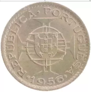 Монета 2 1/2 эскудо Анголы 1956 года Медно-никель