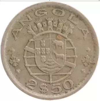 Монета 2 1/2 эскудо Анголы 1974 года Медно-никель