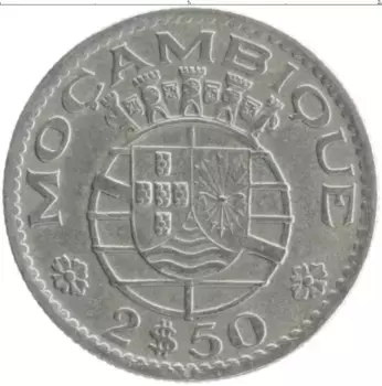 Монета 2 1/2 эскудо Мозамбика 1952 года Медно-никель