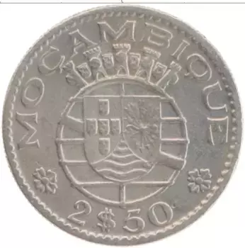 Монета 2 1/2 эскудо Мозамбика 1952 года Медно-никель