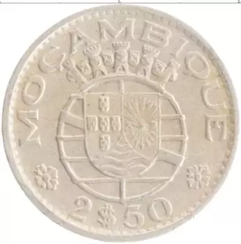 Монета 2 1/2 эскудо Мозамбика 1973 года Медно-никель